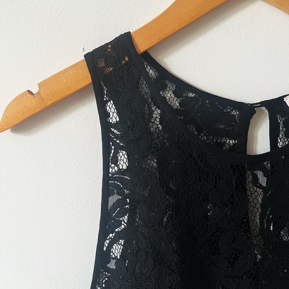 Aritzia Wilfred Black Lace Silk Trim Sleeveless Sheer Blouse XS Romantic Elegant - Picture 3 of 15